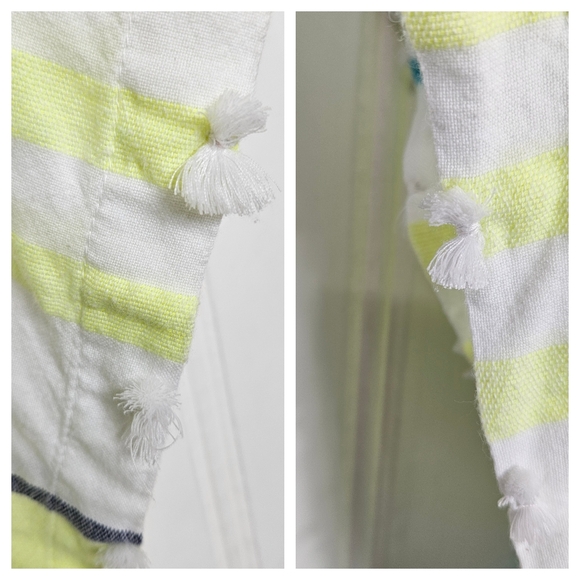 Anthropologie Mermaid Swimsuit Cover Up White Stripe Belted Poncho Womens XS/S - Picture 6 of 14